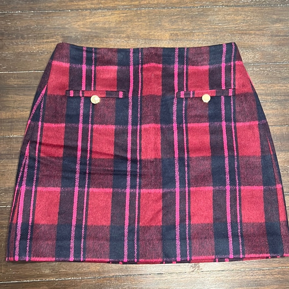 Loft Plaid Wool Skirt